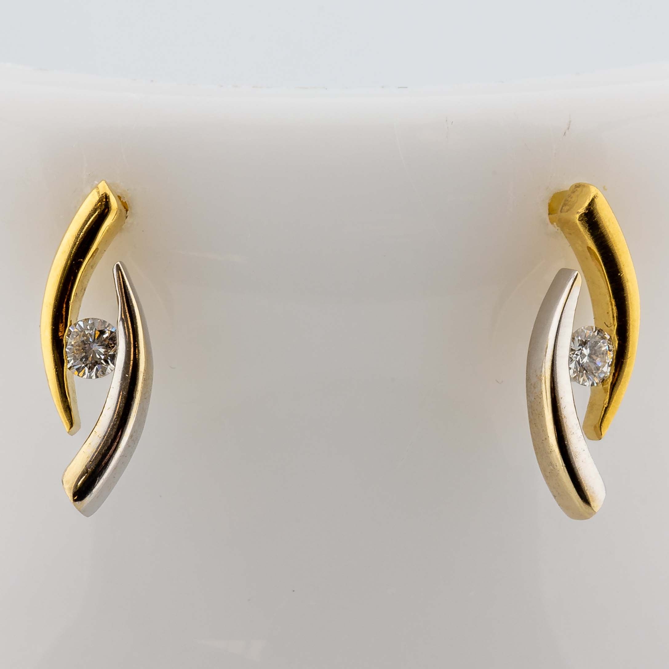 Eye-Ohrstecker 750/18K Weiß-/Gelbgold 2 Brillianten ca. 0,1ct TW/VS L:1,4cm 2,29g