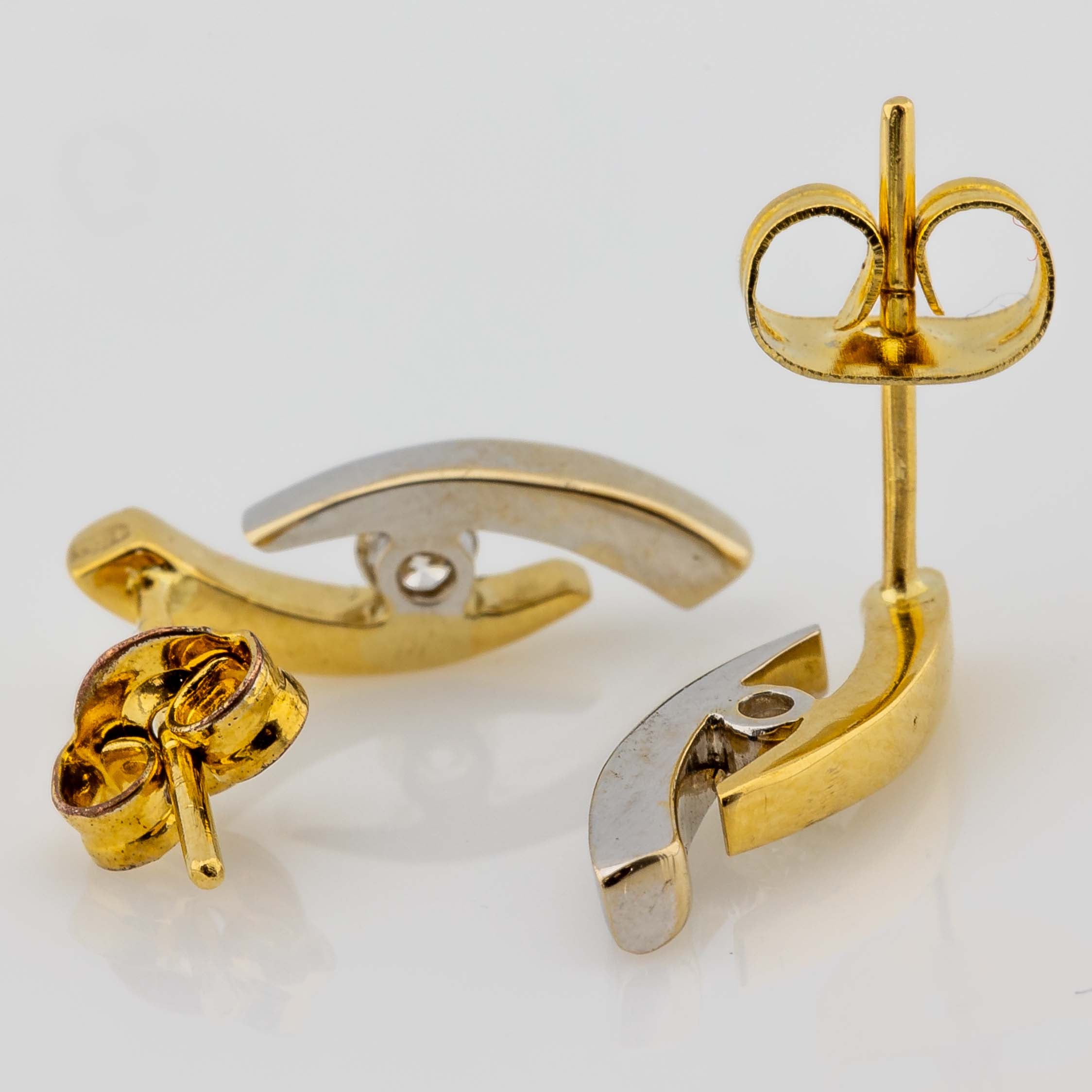 Eye-Ohrstecker 750/18K Weiß-/Gelbgold 2 Brillianten ca. 0,1ct TW/VS L:1,4cm 2,29g