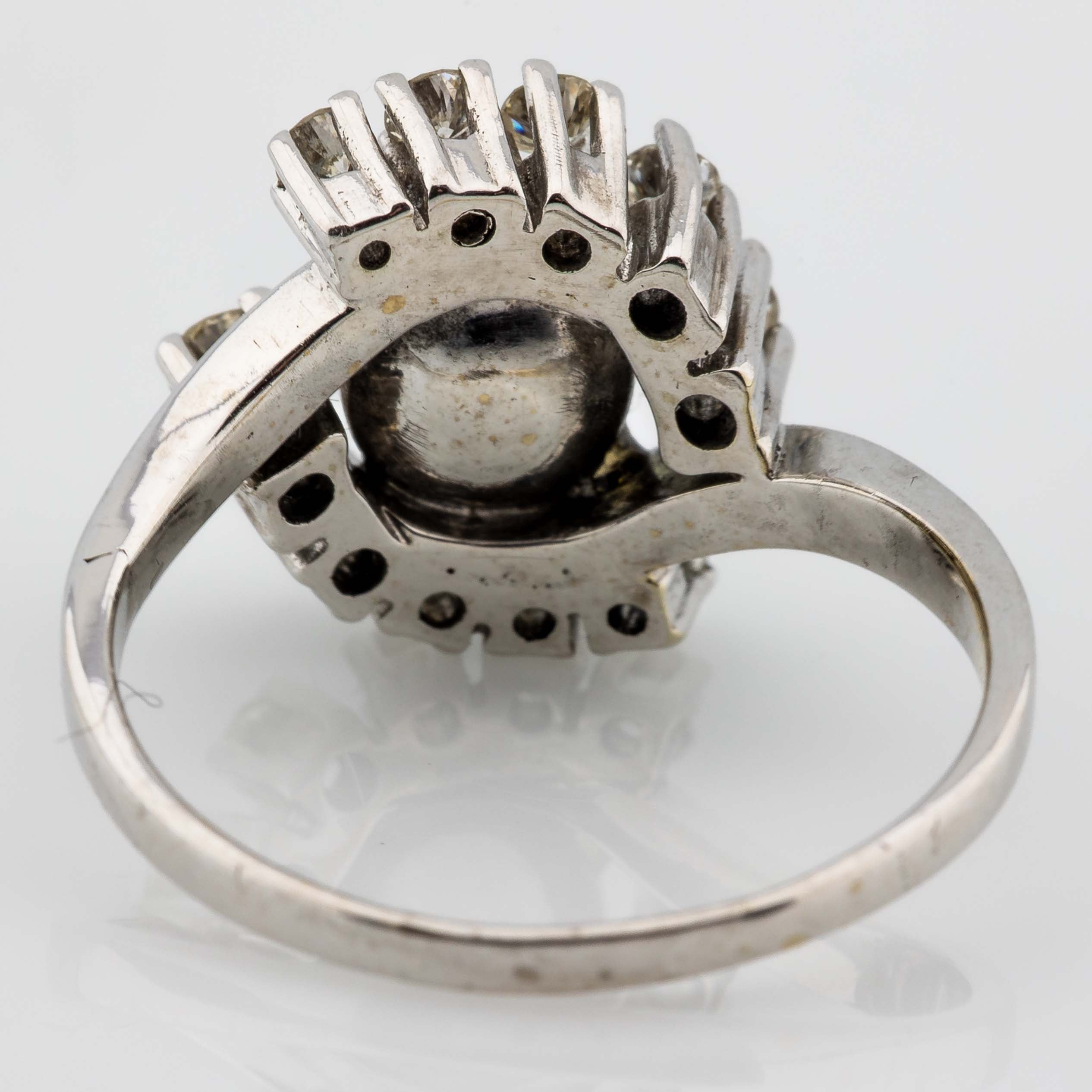 Ring 750/18K Weißgold Perle Diamanten ca. 0,50ct Gr. 51 4,4g